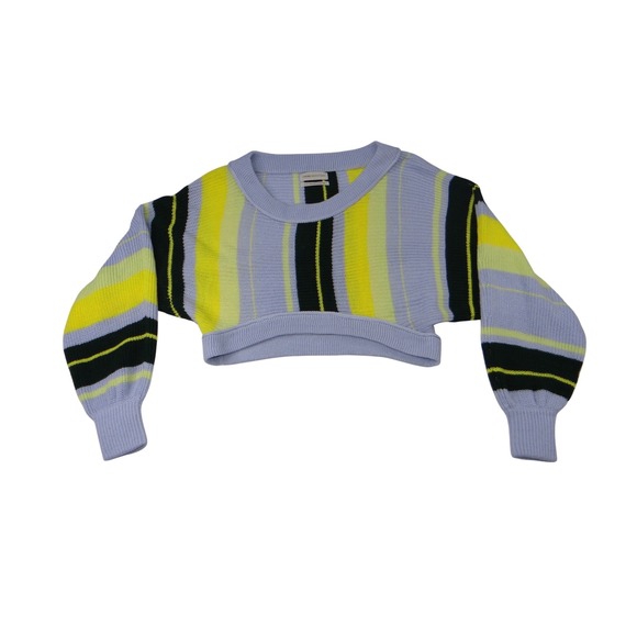 Urban Outfitters Sweaters - Urban Outfitters Striped Cropped‎ Sweater Pullover Light Blue Yellow Black M